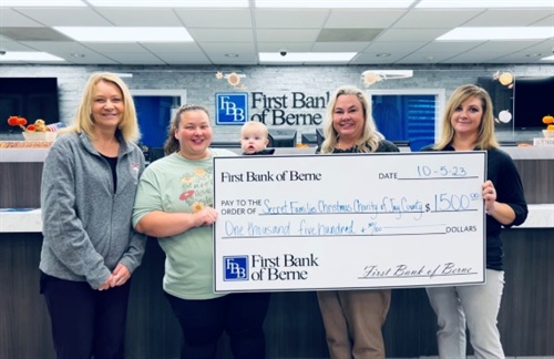 First Bank of Berne Donates to Secret Families Christmas Charity of Jay County